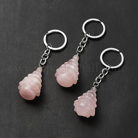 Porte-clés quartz rose naturel G-G997-D06-1
