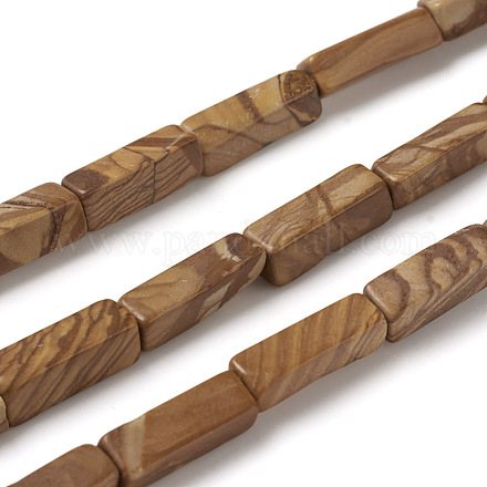 Natural Wood Lace Stone Beads Strands G-G837-09-1