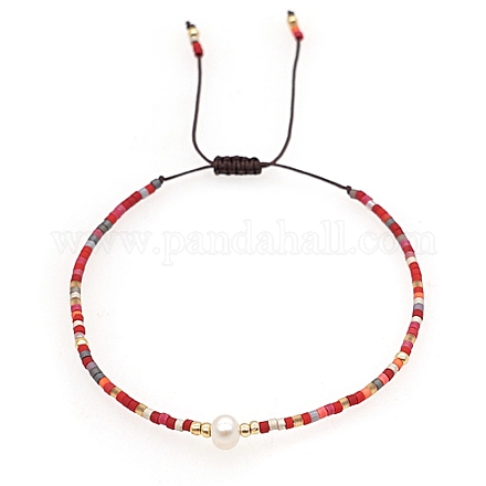 Bracelets de perles tressées en perles d'imitation de verre et graines WO2637-06-1