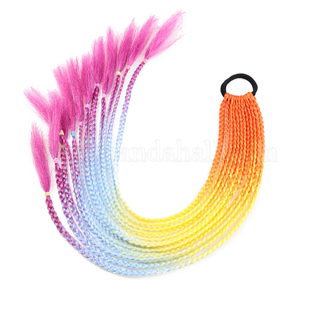 Trenzas de colores de fibra de alta temperatura pieza de cabello cola de caballo rastas adornos para el cabello OHAR-PW0003-203-21-1
