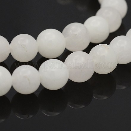 Rotondi naturali giada bianca fili di perle G-P070-01-12mm-1
