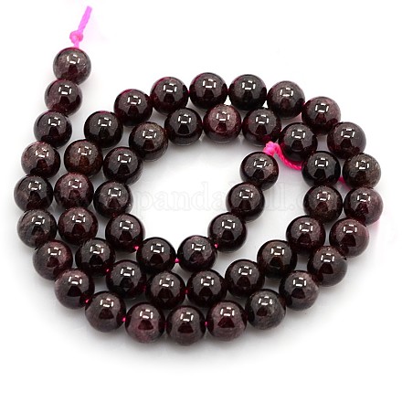 Natural Gemstone Garnet Beads Strands X-G-O014-8mm-01-1