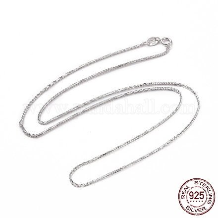 Collar de cadenas de trigo de plata de ley 925 chapada en rodio para mujer STER-I021-03B-P-1