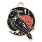 Alloy Pendants, with Enamel, Light Gold, Raven, 27.5x19.5x1.5mm, Hole: 2mm