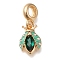 Rack Plating Alloy Enamel European Dangle Charms, Ladybug Large Hole Pendants with Emerald Rhinestone, Golden, 26mm, Hole: 4.5mm, Ladybug: 16x10.5x4mm