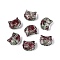 Picasso Transparent Glass Beads, Cat, Indian Red, 8~8.5x9.5~10x5.5~6mm, Hole: 1mm, About 750pcs/pound