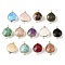Brass Connector Charms, with Natural Mixed Stone, Rack Plating, Teardrop, 24.5x18x7mm, Hole: 1.6mm