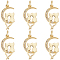 Brass Micro Pave Clear Cubic Zirconia Pendants, Long-Lasting Plated, with Jump Rings, Moon with Couple Cat, Real 18K Gold Plated, 19x10x2mm, Hole: 2mm, 8pcs/box