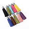 Suede Tassels, with Brass Findings, Nice for DIY Earring or Cell Phone Straps Making, Platinum, Mixed Color, 55~65x12mm, Hole: 1.5mm