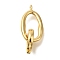 Brass Fold Over Clasps, Oval, Real 18K Gold Plated, 23mm, oval: 16.5x9x2mm, hole: 1mm, clasp: 10x8.5x2mm, hole: 1.2mm