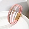 Infinity Link PU Leather Multi-strand Bracelets, with Magnetic Clasp, Pink, 8-1/8 inch(20.5cm)
