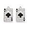 Rack Plating Alloy Crystal Rhinestone Pendants, with Black Enamel, Playing Cards Charms, Platinum, 22.5x12.5x2mm, Hole: 1.5mm
