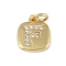 Rack Plating Brass Micro Pave CLear Cubic Zirconia Charms, with Jump Rings, Cadmium Free & Lead Free, Long-Lasting Plated, Real 18K Gold Plated, Letter F, 11.5x9x1.5mm, Hole: 2.8mm