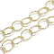 Aluminum Cable Chains, Textured, Unwelded, Oval, Light Gold, 24x19x2.3mm