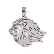 Non-Tarnish Hollow 201 Stainless Steel Pendants, Lion Charms, Stainless Steel Color, 30x34x2mm, Hole: 4x6mm