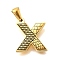 Golden 304 Stainless Steel Pendants, Bark Pattern, Letter X, 18x15.5x2.5mm, Hole: 5.5x3mm