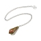 Natural Unakite Cone Pointed Dowsing Pendulums, with Silver Plated Iron Curb Chains, Faceted, 210~215mm