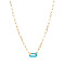 European Style Stainless Steel Paperclip Chain Pendant Necklace for Women, Oval, with Enamel, Real 18K Gold Plated, Turquoise