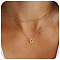Bohemian Style Stainless Steel Double Layer Initial Pendant Necklaces, Golden, Letter C, 15.75~19.69 inch(40~50cm)