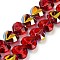 Electroplate Transparent Glass Beads Strands, Heart, Faceted, AB Color Plated, Half Plated, Red, 15x13x8.5mm, Hole: 1mm, about 50pcs/strand, 23.62 inch(60cm)