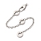 Brass Chain Extender, with Clasp, Platinum, 100mm, Hole: 3mm