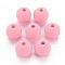 Rubberized Style Acrylic Beads, Round, Pink, 15.5x14.5mm, Hole: 3.5mm