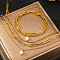 3-Layer 304 Stainless Steel Oval Link Chain Necklaces & Bracelets Sets, with Plastic Pearl Round Charm, Golden, 400mm