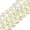 Transparent Electroplate Glass Beads Strands, Faceted, Round, Light Yellow, 9.5~10mm, Hole: 1.2mm, about 59pcs/strand, 22.05''(56cm)