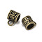 Tibetan Style Alloy Tube Bails, Column with Flower, Cadmium Free & Lead Free, Antique Bronze, 10.5x7x2mm, Hole: 2.4mm, Inner Diameter: 5mm, about 1298pcs/1000g