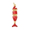 Brass Enamel Pendants, Fish, with Jump Ring, Cadmium Free & Lead Free, Rack Plating, Long-Lasting Plated, Real 18K Gold Plated, Red, 33x7x4mm, Hole: 3mm
