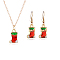 Christmas Theme Alloy Enamel Pendant Necklace & Dangle Earrings Set, Christmas Socking