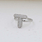 Brass Micro Pave Clear Cubic Zirconia Cuff Rings, Initial Rings for Women, Letter, Platinum, Letter T, Inner Diameter: Adjustable