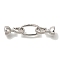 Brass Fold Over Clasps, Oval, Platinum, 39mm, Oval: 16x9x1.7mm, Clasp: 14.5x7x7mm