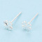 925 Sterling Silver Stud Earrings, Silver, Clover, 5x5mm