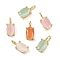 Brass Cat Eye Pendants,  Rhombus Charm, Long-Lasting Plated, Rack Plating, Lead Free & Cadmium Free, Real 18K Gold Plated, Faceted, Mixed Color, 9~9.5x4x4mm, Hole: 2mm