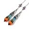 Natural & Synthetic Mixed Stone Cone Dowsing Pendulum Big Pointed Pendants, with Antique Silver Tone Brass Findings, 312mm