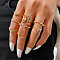 8Pcs Alloy Finger Rings, Butterfly & Flower, Golden, Inner Diameter: 16~19mm