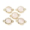 Brass Natural Quartz Crystal Connector Charms, Flat Round, Faceted, Rack Plating, 14.5x10x3.5mm, Hole: 1.4mm