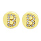 Brass Micro Pave Clear Cubic Zirconia Beads, Flat Round with Letter, Letter.B, 7.5x6.5mm, Hole: 3.5mm, 3pcs/bag