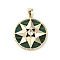 Brass Micro Pave Clear Cubic Zirconia Pendants, with Shell, Flat Round with Star, Real 18K Gold Plated, 22x20x4.5mm, Hole: 4.5x2.5mm