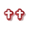 Baking Paint Glass Enamel Beads, Hand Drawn Beads, Cross, FireBrick, 14.5x11.5x4mm, Hole: 1mm