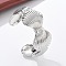 Brass Open Cuff Bangles for Women, Shell Shape, Rack Plating, Long-Lasting Plated, Lead Free & Cadmium Free, Platinum, 1-3/8 inch(3.45cm), Inner Diameter: 2-1/4 inch(5.65cm)