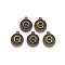 Alloy Pendant Cabochon Settings, For Enamel, Cadmium Free & Lead Free, Flat Round with Letter, Antique Bronze, Letter.Q, 14x12x2mm, Hole: 1.5mm