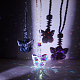 AHADERMAKER 2Pcs 2 Colors Glass Butterfly Pendant Decorations AJEW-GA0006-59-4