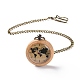 Reloj de bolsillo de bambú con cadena de latón y clips WACH-D017-B06-AB-1
