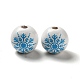 Perline europee in legno stampate fiocco di neve natalizio WOOD-K007-05A-1