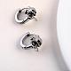 316 Stainless Steel Skull with Rose Hoop Earrings for Men Women EJEW-SZ0001-94-4