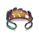 Placcatura ionica color arcobaleno (ip) 304 anello polsino aperto avvolgente in foglia di acciaio inossidabile per le donne RJEW-A005-10-3
