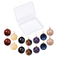SUNNYCLUE 1 Box 14Pcs 7 Styles Round Gemstone Charms Natural Stone Pendants with Golden Brass Loops Healing Crystal Chakra Reiki Semi Precious Rock Charm for DIY Necklace Jewelry Making Supplies G-SC0001-50-1