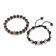 2 Stück geflochtene Perlenarmbänder im 2-Stil aus natürlichem Lavagestein BJEW-JB08111-4